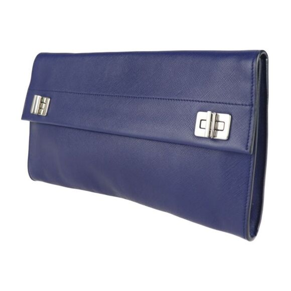 Prada Saffiano Blue Leather Clutch Bag (Pre-Owned) - Picture 4 of 9